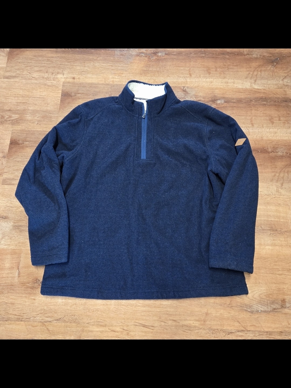 Orvis Men's Navy Half-Zip Sherpa Lined Sweater Extra Large - Picture 2 of 8